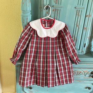 Plaid boutique scalloped-collar holiday dress size 5